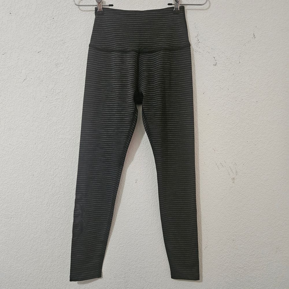 Beyond Yoga x barre3 Collaboration Leggings - Grey Micro-Stripe Made In USA